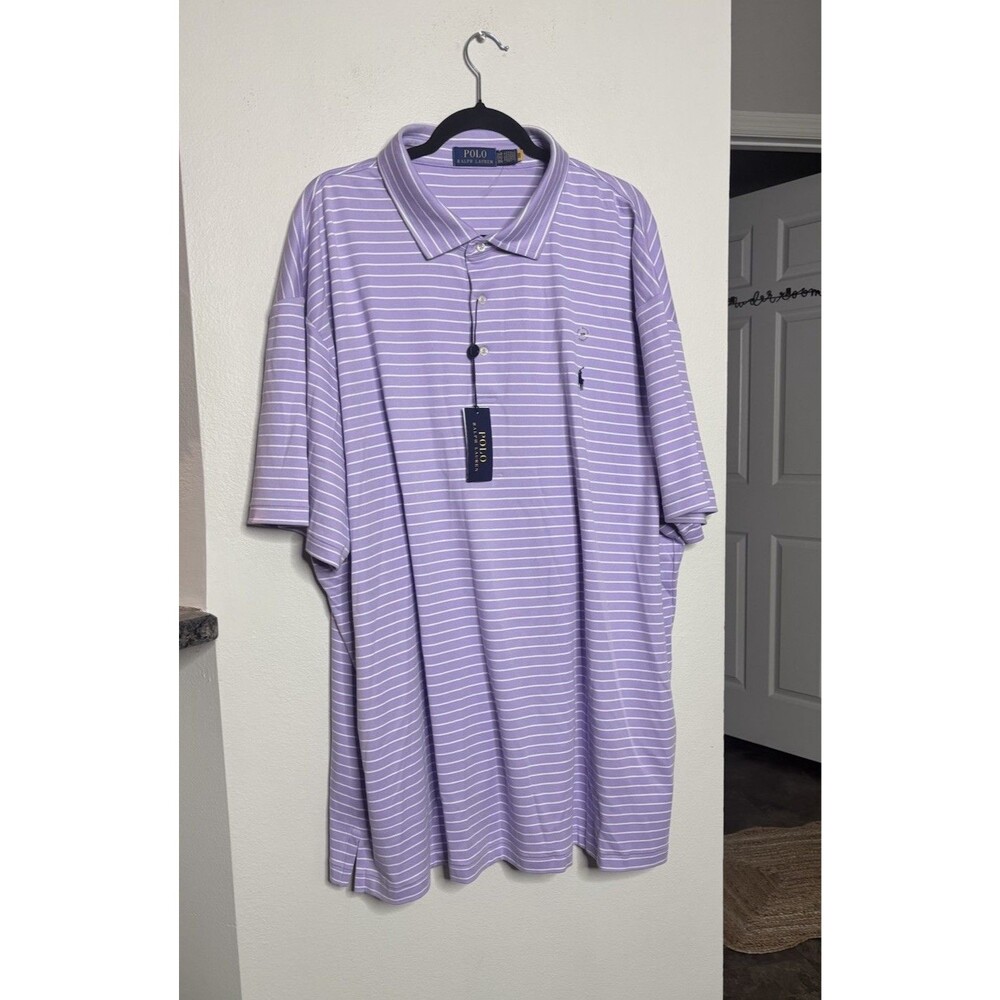 POLO Ralph Lauren Classic Fit Purple Striped Cotton Polo Shirt Men’s Size 3XB